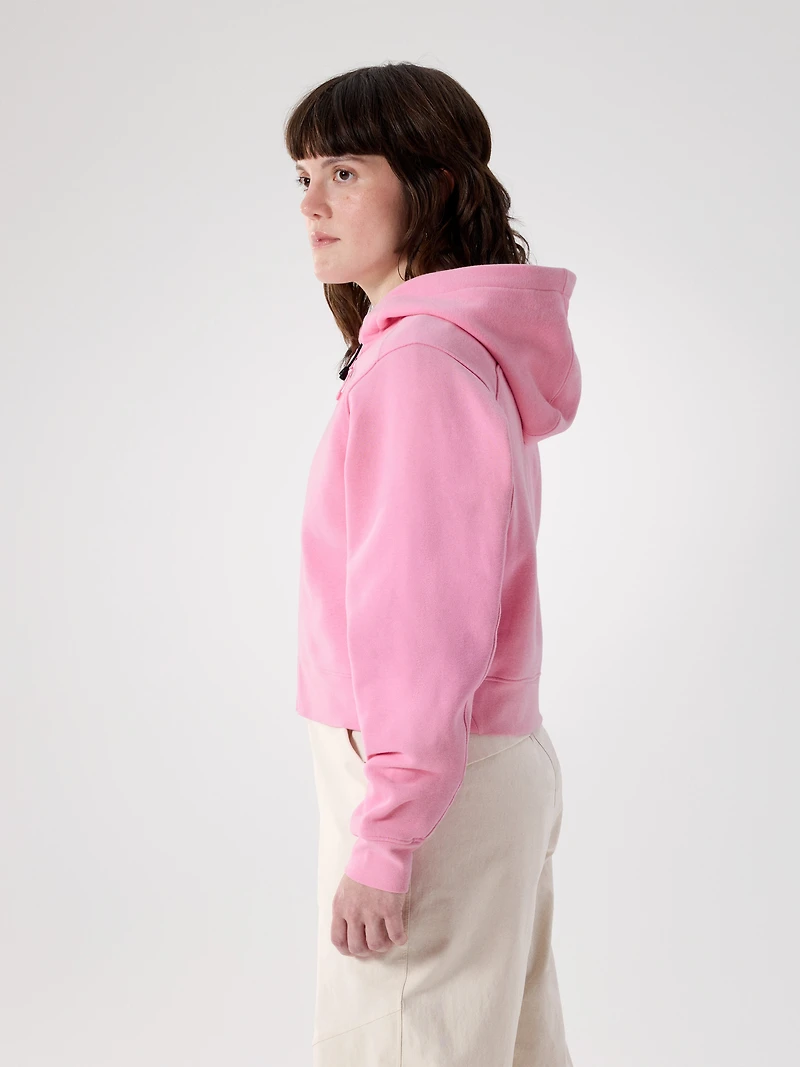 Emblem Fleece Full Zip Crop Hoody