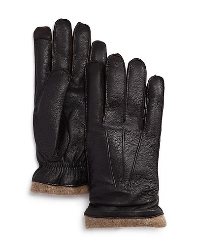 The Men's Store at Bloomingdale's Knit-Cuff Leather Tech Gloves - Exclusive