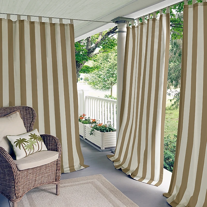 Elrene Home Fashions Highland Stripe Indoor/Outdoor Curtain Panel, 50 x 84