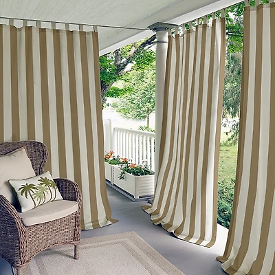 Elrene Home Fashions Highland Stripe Indoor/Outdoor Curtain Panel, 50 x 84