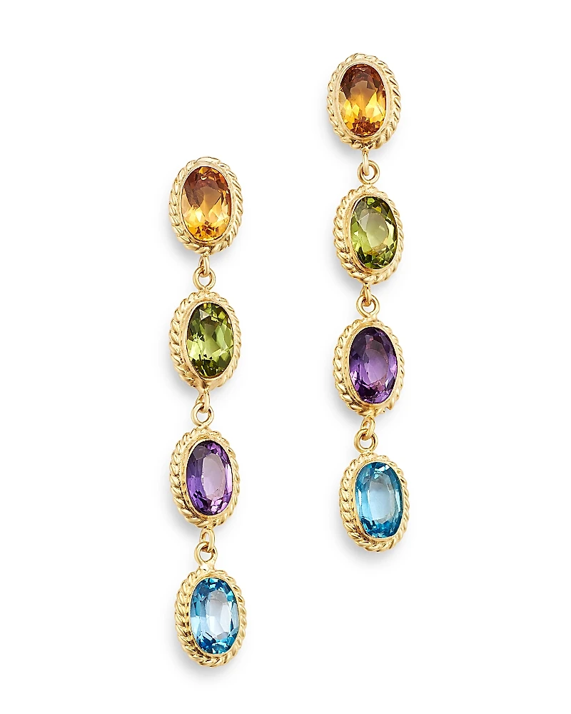 Bloomingdale's Fine Collection Multi-Gemstone Oval Bezel Set Drop Earrings
