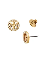 Crystal Circle Logo Stud Earrings