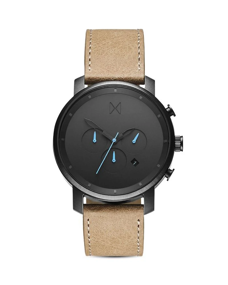 Chrono Tan Leather Strap & Gray Dial Chronograph, 45mm