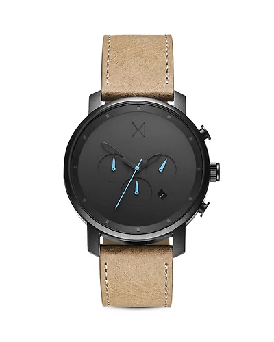 Chrono Tan Leather Strap & Gray Dial Chronograph, 45mm