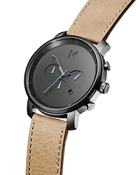 Chrono Tan Leather Strap & Gray Dial Chronograph, 45mm