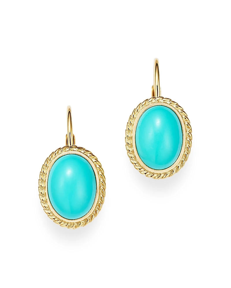 Bloomingdale's Fine Collection Turquoise Bezel Set Earrings