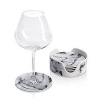 Marble Venice Fog Coasters & Holder, Set of 4