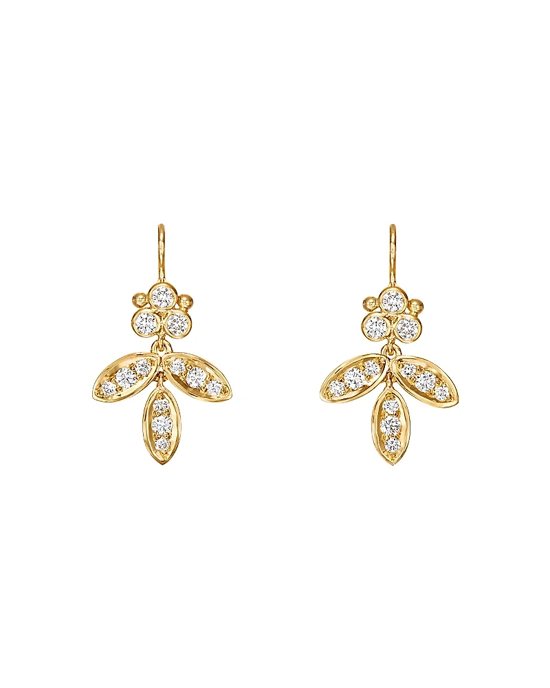 Temple St. Clair 18K Yellow Gold Foglia Diamond Drop Earrings