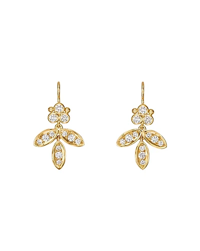 Temple St. Clair 18K Yellow Gold Foglia Diamond Drop Earrings