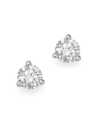 Diamond Stud Earrings 3-Prong Martini Set 14K White Gold