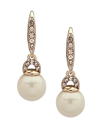 Pavé & Imitation Pearl Small Drop Earrings