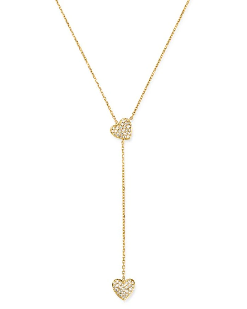 Diamond Heart Y Necklace in 14K Yellow Gold, 0.25 tcw