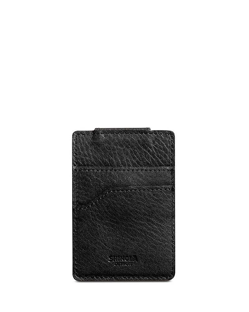 Shinola Signature Leather Magnetic Money Clip Card Case