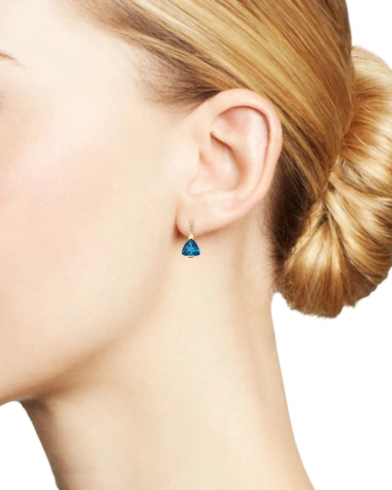 London Blue Topaz & Diamond-Accent Earrings in 14K Yellow Gold