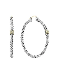 Lagos Sterling Silver & 18K Yellow Gold Embrace Diamond Hoop Earrings