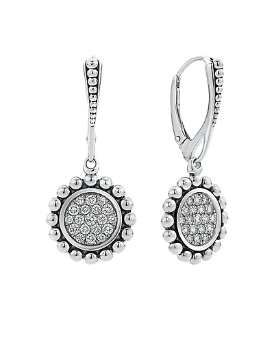 Lagos Sterling Silver Caviar Spark Diamond Drop Earrings
