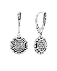 Lagos Sterling Silver Caviar Spark Diamond Drop Earrings