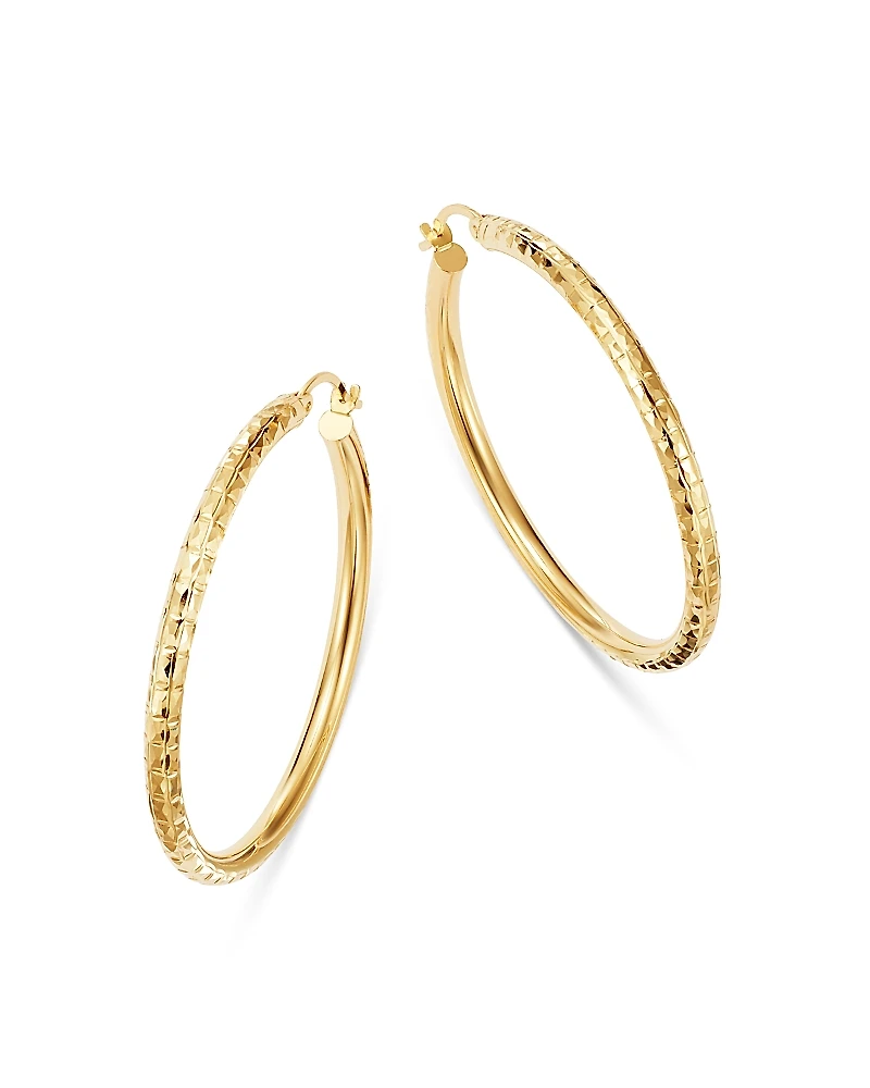 Bloomingdale's Fine Collection Diamond-Cut Hoop Earrings