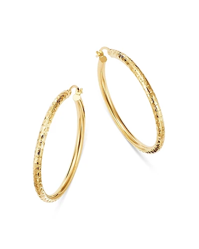 Bloomingdale's Fine Collection Diamond-Cut Hoop Earrings