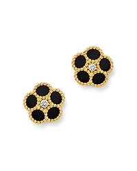 Roberto Coin 18K Yellow Gold Daisy Diamond & Black Onyx Stud Earrings - Exclusive