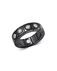 Roberto Demeglio 18K White Gold & Black Ceramic Scacco Stretch Ring with Diamonds