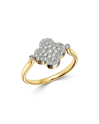 Bloomingdale's Fine Collection Black Onyx & Diamond Reversible Clover Ring