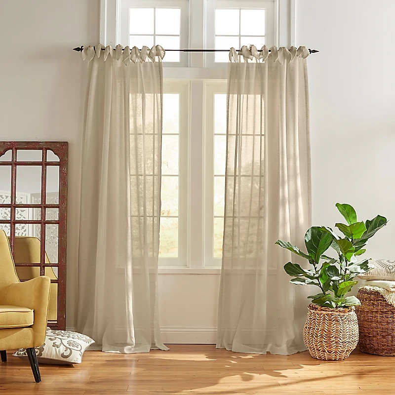 Elrene Home Fashions Vienna Tie-Top Sheer Curtain Panel