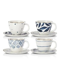 Lenox Blue Bay Espresso Cup and Saucer, Set of 4