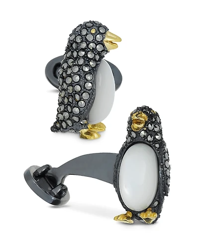 Jan Leslie Sterling Silver & Marcasite Penguin Cufflinks