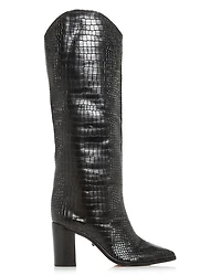 Women's Maryana Croc-Embossed Block Heel Pointed-Toe Tall Boots