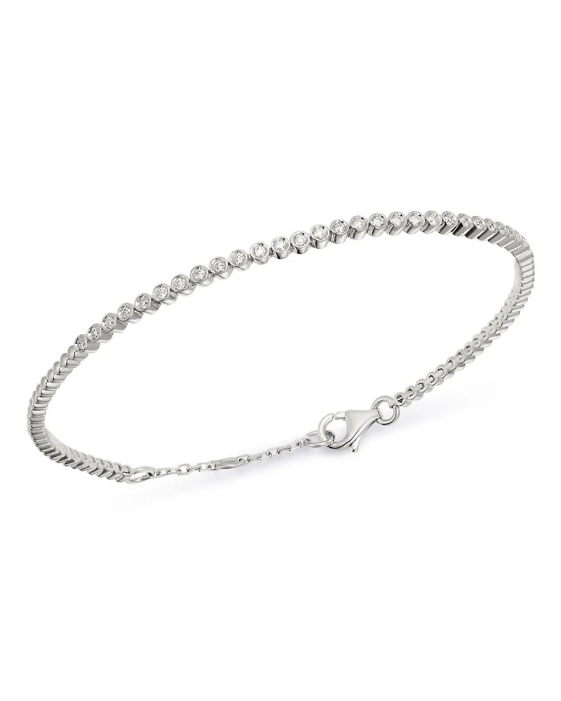 Bezel-Set Diamond Stacking Bracelet in 14K White Gold, 0.25 tcw