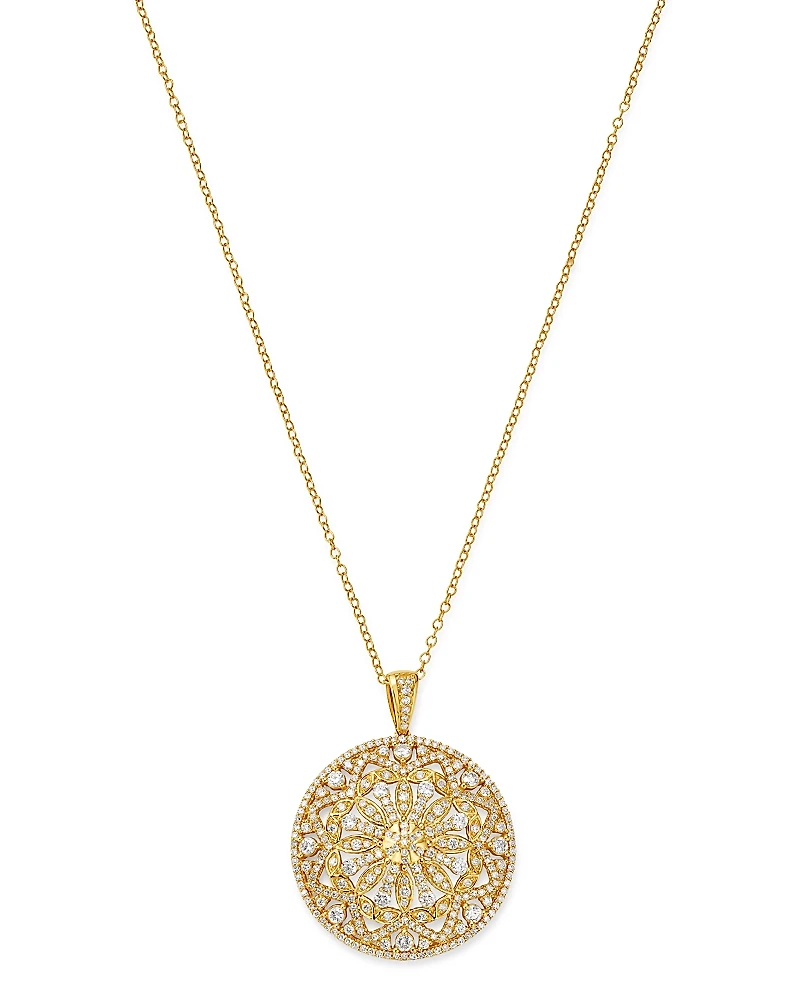 Bloomingdale's Fine Collection Diamond Medallion Pendant Necklace