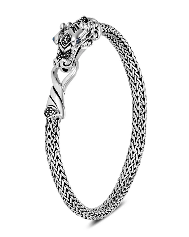 Sterling Silver Legends Naga Extra Small Chain Bracelet with Blue Sapphire Eyes