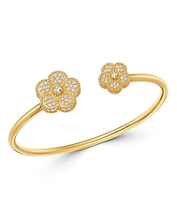 18K Yellow Gold Daisy Diamond Bangle Bracelet - Exclusive