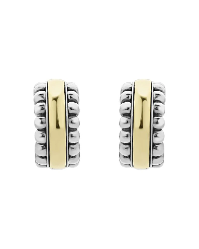Sterling Silver & 18K Gold Signature Caviar Small Flute Hoop Earrings