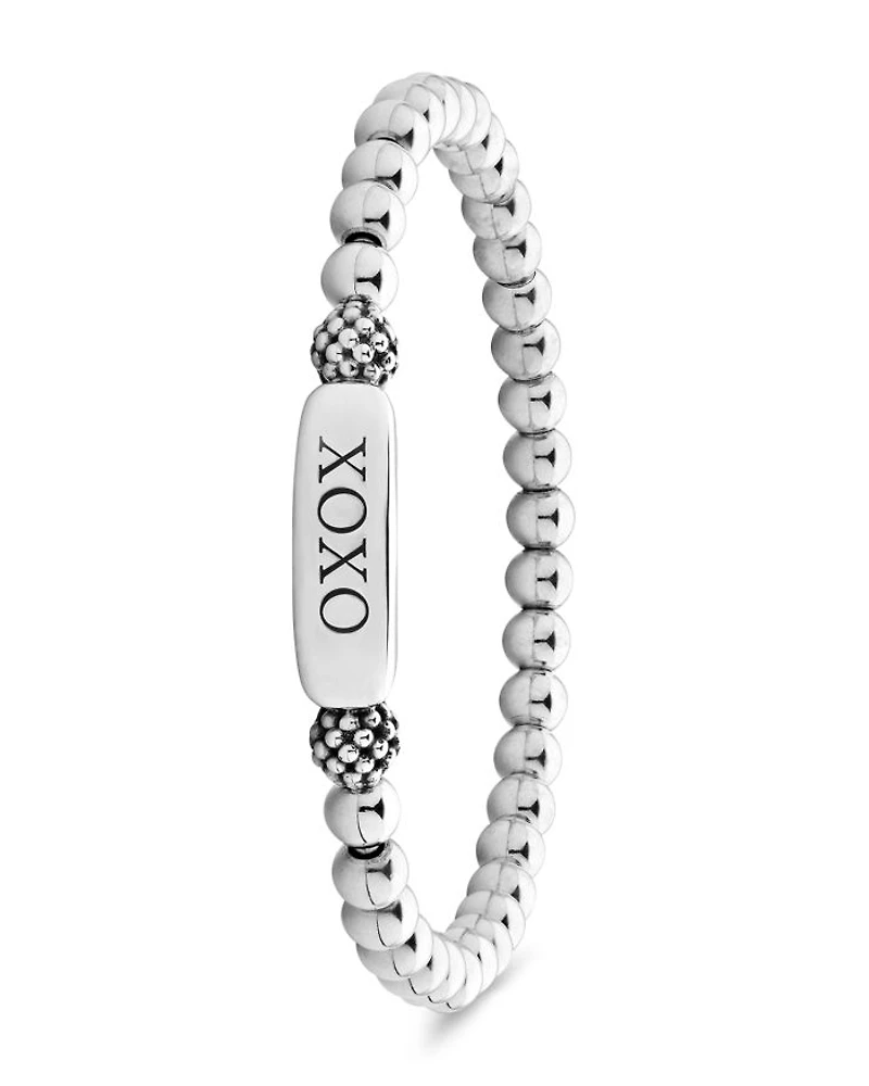 Sterling Silver Signature Caviar XOXO Station Bracelet