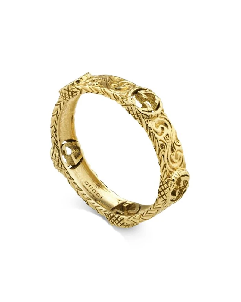 18K Yellow Gold Interlocking Logo Ring
