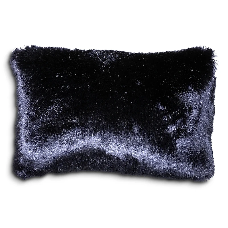 Aviva Stanoff Navy Bark Faux Fur Pillow, 12 x 18