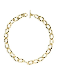 18K Yellow Gold Hammered Bastille Link Chain Necklace, 18"