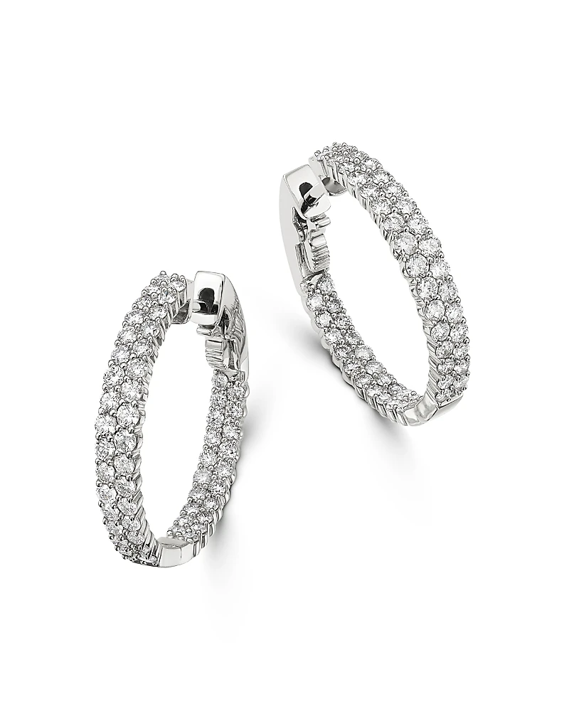 Bloomingdale's Fine Collection Diamond Double Row Inside Out Hoop Earrings
