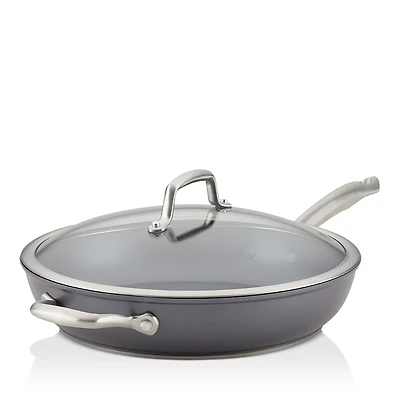 Anolon Accolade Hard-Anodized Nonstick Deep 12 Frying Pan with Lid and Helper Handle, Moonstone