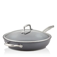 Anolon Accolade Hard-Anodized Nonstick Deep 12 Frying Pan with Lid and Helper Handle, Moonstone