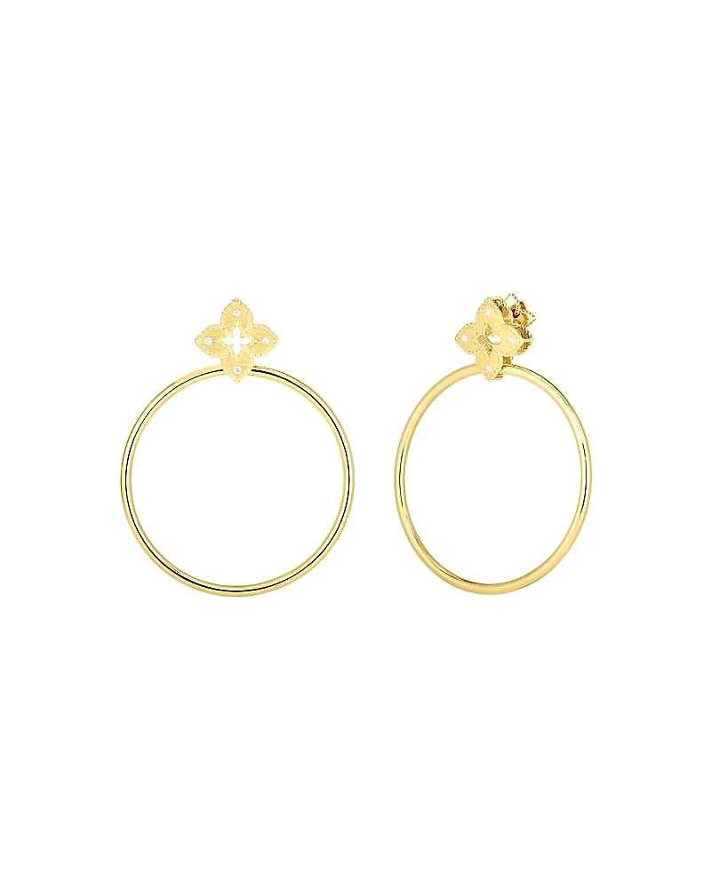 Roberto Coin 18K Yellow Gold Venetian Princess Diamond Flower Drop Hoop Earrings