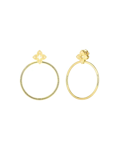 Roberto Coin 18K Yellow Gold Venetian Princess Diamond Flower Drop Hoop Earrings