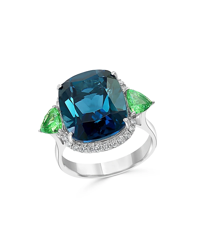 Bloomingdale's Fine Collection London Blue Topaz, Tsavorite & Diamond Ring