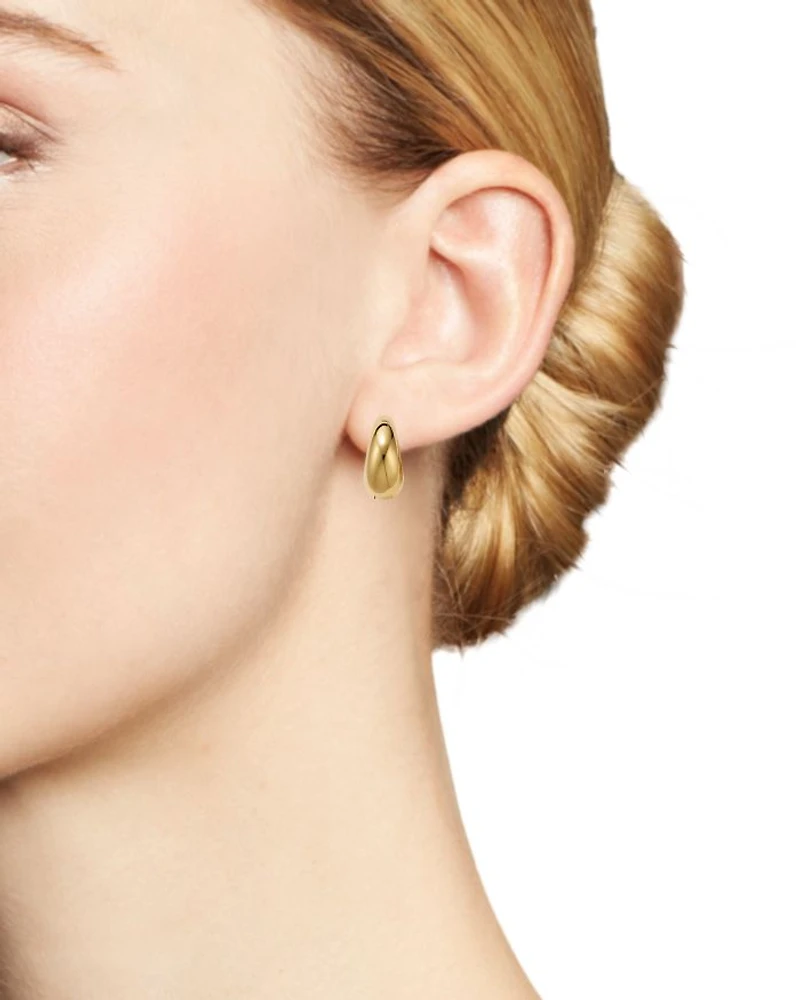 14K Yellow Gold Tapered Tube Hoop Earrings - Exclusive