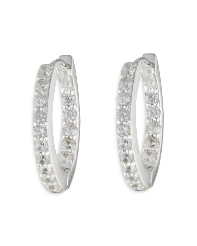Pavé Huggie Hoop Earrings in Sterling Silver