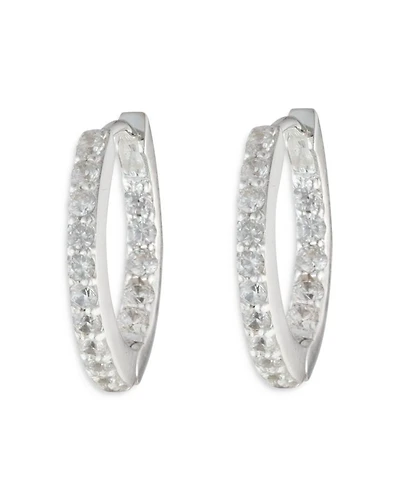 Pavé Huggie Hoop Earrings in Sterling Silver