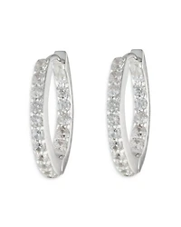Pavé Huggie Hoop Earrings in Sterling Silver