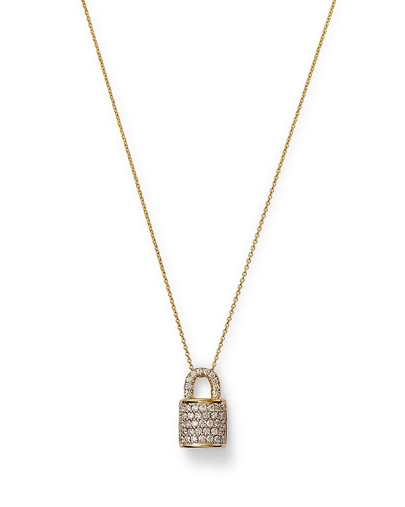 Roberto Coin 18K Yellow Gold Diamond Padlock Pendant Necklace, 16